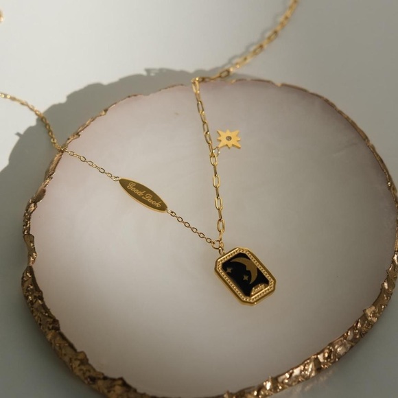 18K Gold Plated Lucky Moon & Star Necklace - Picture 5 of 5